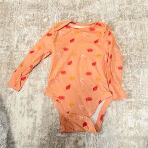 Old Navy Peach Bodysuit with Red and Yellow Leaf Print size 12/18M